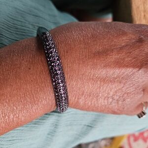 Pink Crystal Pavé Cluster Clamp Bracelet